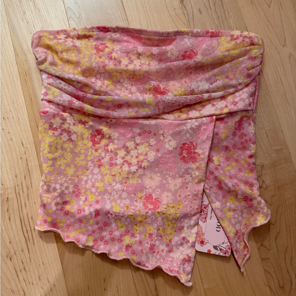 SHEIN Pink and Yellow Floral Top